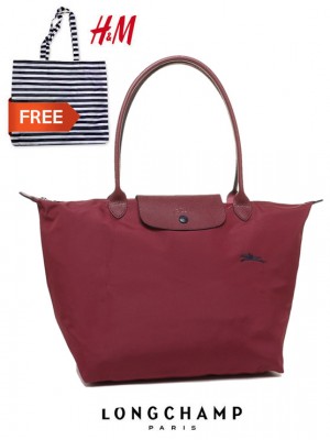 LC052*LONGCHAMP LE PLIAGE CLUB LARGE TOTE L1899619 (DARK RED) *LIMITED EDITION (FREE GIFT)